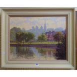 John Staddon: a framed oil on board, view of the Exe near Exe island