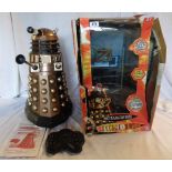 A boxed voice interactive bronze Dalek by Character - height 18", box ripped