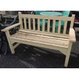 A painted wood garden bench - length 4' 2"