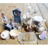 A box containing a quantity of ceramics including pottery Punch and Judy show, etc.