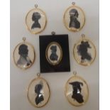 James Lee-Smith: a collection seven framed silhouette portrait miniatures, comprising six in gilt