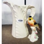A Worcester bird and cabbage leaf jug