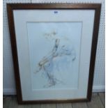 †Victor Ambrus: a gilt framed artist's proof colour print study of a seated ballerina - signed in
