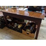 A 4' 1" antique mahogany side table with Chippendale blind fretwork frieze and acanthus scroll