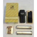 Six cigarette lighters including boxed Win, Win Sensor, Ronson Turbo, etc.