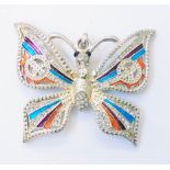 A Thomas Sabo marked 925 white metal and enamel large butterfly pattern pendant