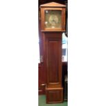 A modern Heirlooms stained mixed wood longcase clock by Michael Outred, the 12" square brass dial