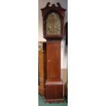 A 19th Century inlaid mahogany longcase clock, the 12" arched brass dial with centre seconds dial