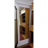 A painted wood framed full length dressing mirror with moulded top and flared base - frame 33" X