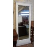 A painted wood framed full length dressing mirror with moulded top and flared base - frame 33" X 6'