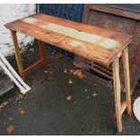 A pine trestle table/bench