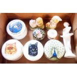 A collection of ceramic trinket pots - sold with three ceramic figures