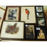 A collection of small framed pictures and prints - sold with other unframed pictures