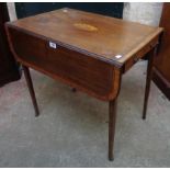 A 28 3/4" 19th Century inlaid mahogany and cross banded Pembroke table - a/f