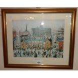 †L. S. Lowry: a gilt framed colour print, entitled 'VE Day Celebrations'