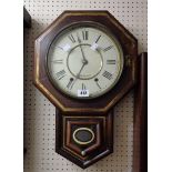 A late 19th Century rosewood and parcel gilt cased American drop-dial wall clock with Seth Thomas
