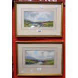 R. J. Lugg: a pair of gilt framed watercolours, depicting moorland views with streams - sold with