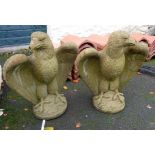 A pair of precast eagles - height 23"