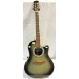 A late 20th Century Ultra by Ovation Model 1528 acoustic-electric guitar with green burst finish -