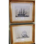 After James Ward: two pairs of gilt framed maritime engravings