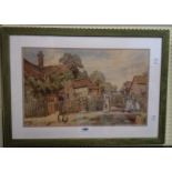 A. MacDonald: a framed watercolour, depicting a rural scene with figures and chickens around