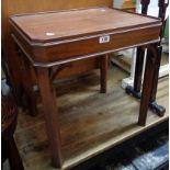 A 21" Bevan Funnell 'Reprodux' mahogany occasional table with canted top and C-scroll brackets set