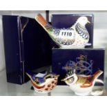 Three boxed Royal Crown Derby paperweights comprising limited edition Millennium Dove, Nuthatch