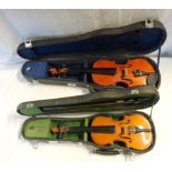 A cased Stentor 1/8 child's violin and bow - sold with a Hohmann 1/2 size a/f