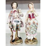 A pair of continental figures of a gentleman and a lady