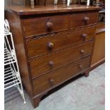 A 3' 3 1/2" 19th Century mahogany chest of two short and three long graduated drawers, set on