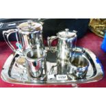 A Robert Welch Old Hall four piece tea service and tray