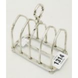 A silver mitre shaped toast rack - London 1900