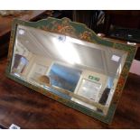 A 21 1/2" 1930's chinoiserie framed bevelled oblong table mirror with easel back