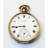 A 9ct. rose gold cased gentleman's pocket watch with white dial marked for J. B. Yabsley, London,