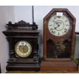 A late 19th Century simulated black slate mantel timepiece - sold with an American shelf clock