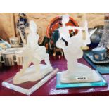 Two frosted glass effect figures of ballet dancers