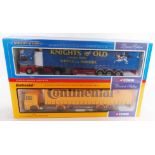Two Corgi 1:50 scale model trucks, comprising 75405 Leyland Curtainside Knights of old and a 75802