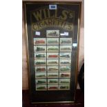 A framed and mounted set of Wills cigarettes cards of Steam Engines