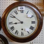 A 19th Century stained oak cased dial wall timepiece with 7" dial and eight day spring driven