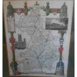Two framed antique hand coloured map prints of Cambridgeshire