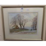 Ernest Edward Briscoe: a watercolour of 'Pig Down Lane' - signed and dated 1928 - 11" X 15"