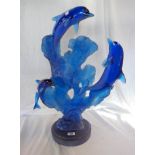 A large American limited edition blue acrylic dolphin sculpture, 554/750 and signed Donjo - height