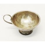 A Swedish hammered white metal footed cup with remains of gilt to bowl - full set of Swedish