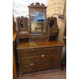 A 3' 6" late Victorian stained walnut dressing chest with drawers and mirrors to superstructure, two