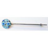 A Bernard Instone marked "sterling silver" enamelled bar brooch with floral pattern top