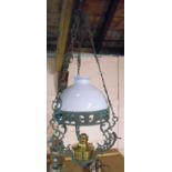 A hanging oil lamp with shade - with optional electrical lamp