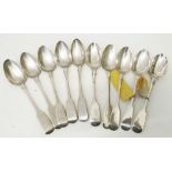 Five matching Exeter silver teaspoons - 1825 - sold with five other antique silver teaspoons, all
