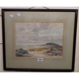 Douglas Snowdon: a watercolour, depicting a view off the coast, believed to be Guernsey - signed -