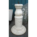 A 28 1/4" turned white marble pedestal