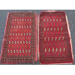 Two handmade Bokhara mats with multi guls